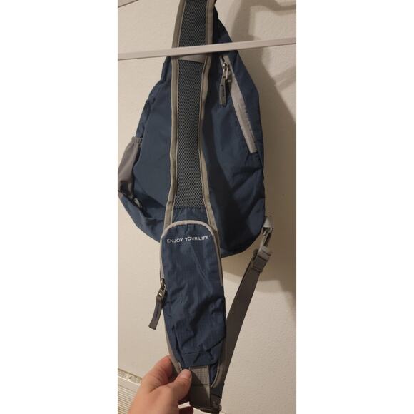 WATERFLY Crossbody Sling Backpack Bag Travel Hiking Chest Daypack Outdoors Blue - Picture 4 of 6